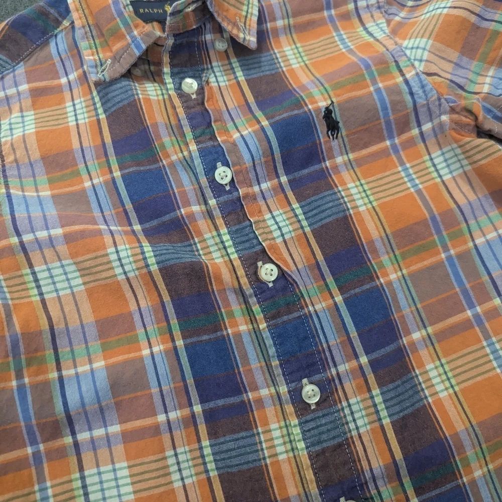 Ralph Lauren Kids Plaid Button-Down Shirt - Orange and Blue